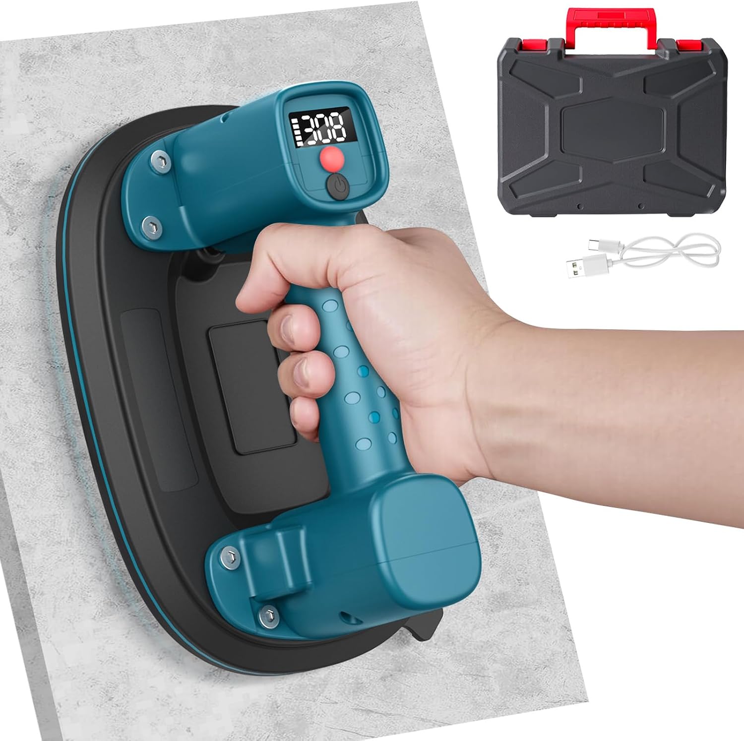 Electric Battery Suction Lifter, 300 kg, 10 Inch, Handgeführter Akku-Vakuumheber, ovaler Saugnapf, 10 Zoll (254 mm), 300 kg von White-label OEM