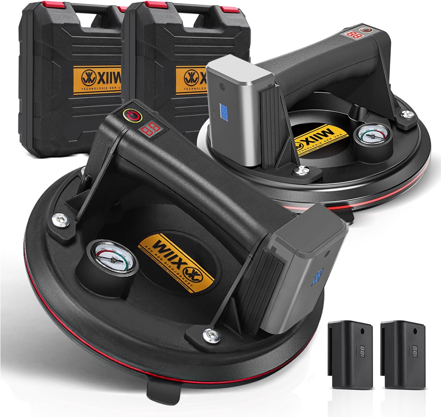 Electric Suction Lifter, 300 kg, with 2 Batteries, Handgeführter Akku-Vakuumheber, runder Saugnapf, 8 Zoll (203 mm), 300 kg von White-label OEM