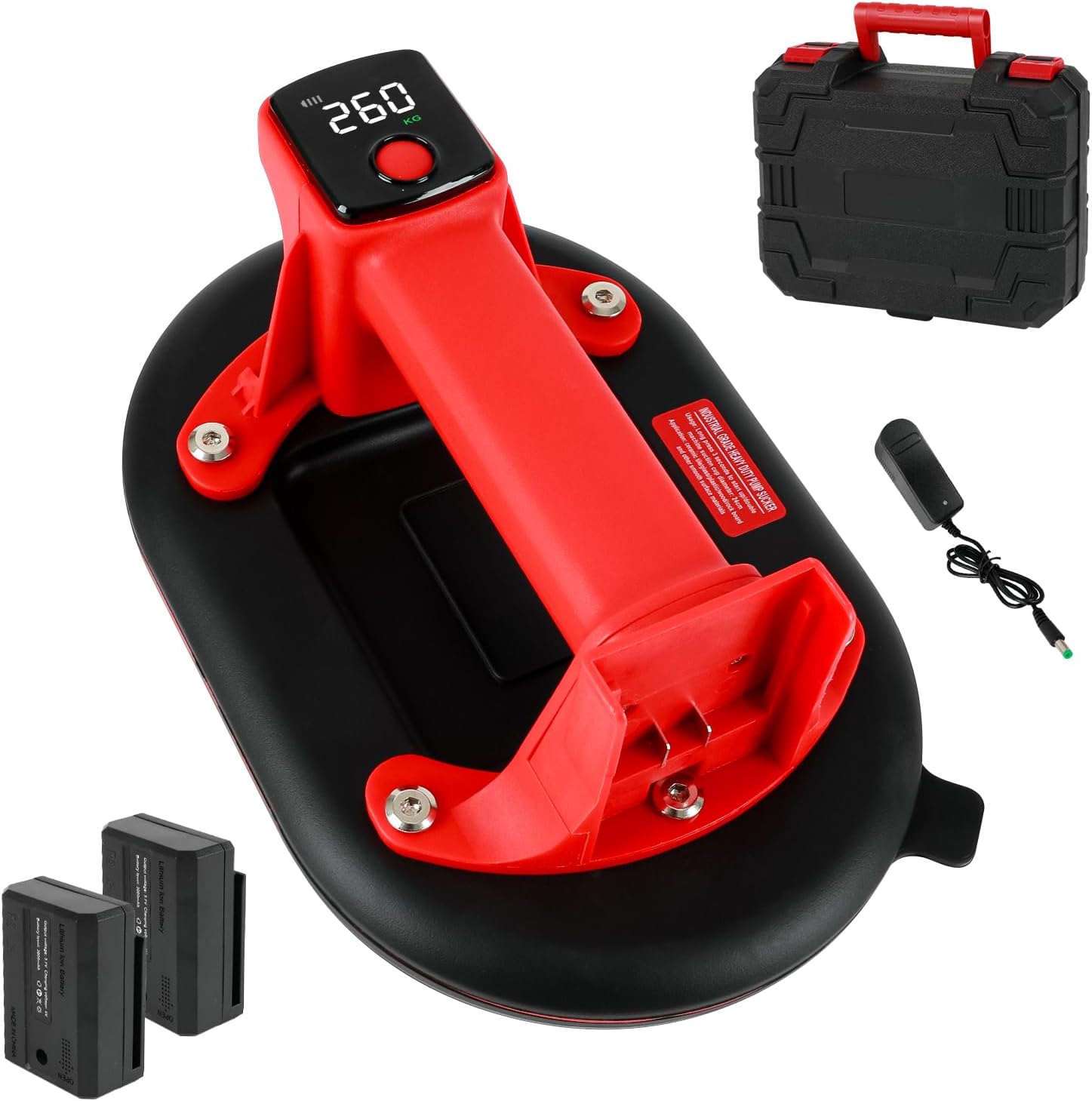 Electric Vacuum Cup Lifter, 24 cm, 260 kg, 2x 3000 mAh, Handgeführter Akku-Vakuumheber, ovaler Saugnapf, 240 mm, 260 kg von White-label OEM